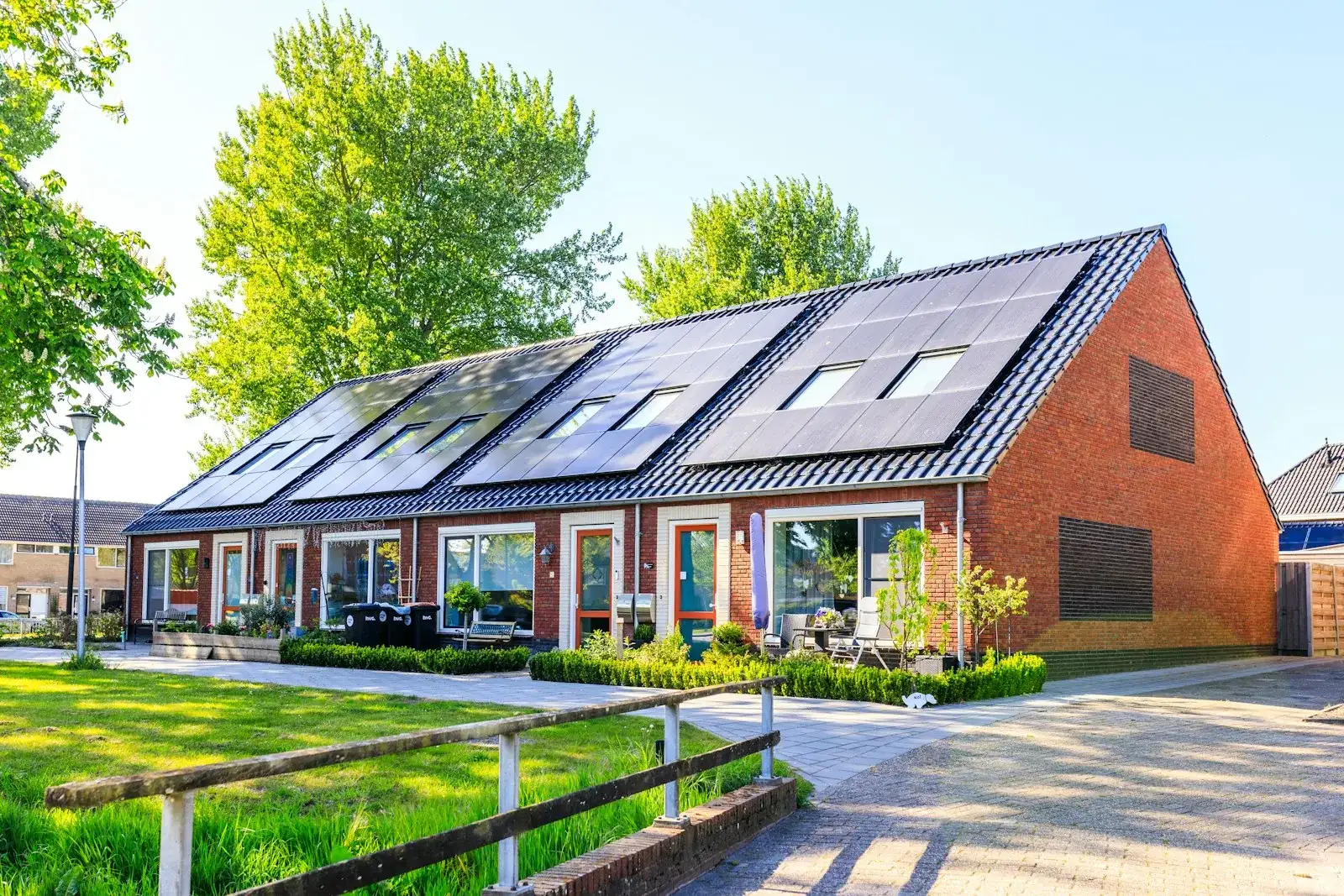House with photovoltaic installation on the roof